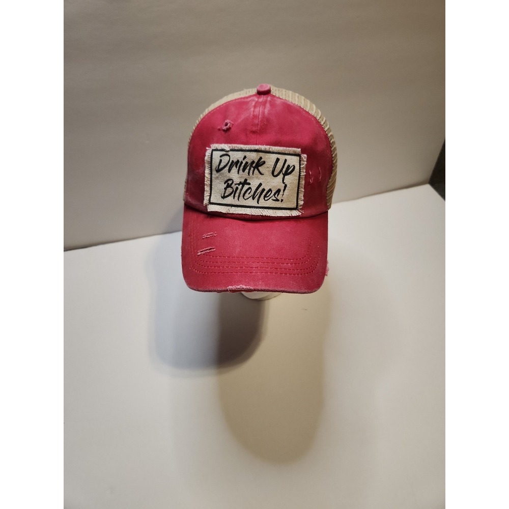Drink up Bitches  red mesh  baseball hat